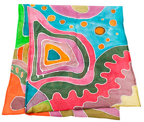 batik silk scarf with abstract geometric pattern