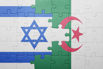 puzzle with the national flag of algeria and israel