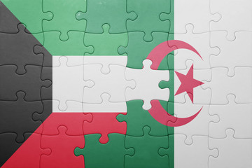 puzzle with the national flag of algeria and kuwait