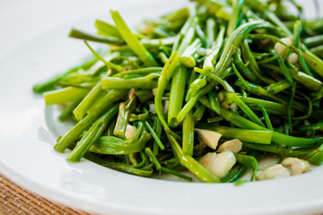 Boiled greens with rice