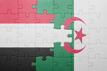 puzzle with the national flag of algeria and yemen