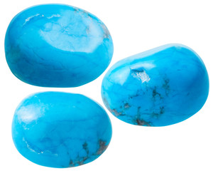 three turkvenit (blue howlite) gemstones - obrazy, fototapety, plakaty