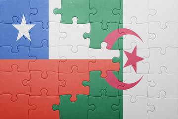 puzzle with the national flag of algeria and chile