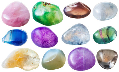 blue, pink, yellow, green transparent gemstones