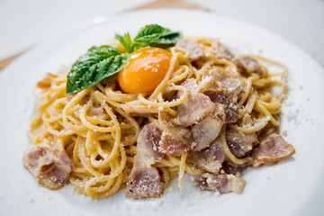 Pasta with egg yolk