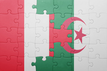 puzzle with the national flag of algeria and peru