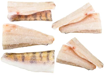 Badezimmer Foto Rückwand set of frozen zander (pike-perch) fish fillets © vvoe