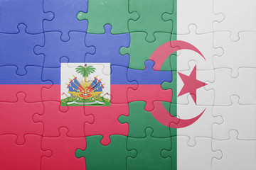 puzzle with the national flag of algeria and haiti