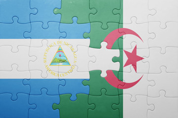 puzzle with the national flag of algeria and nicaragua