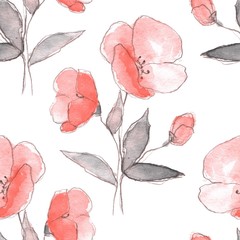 Floral sketch. Seamless pattern 2
