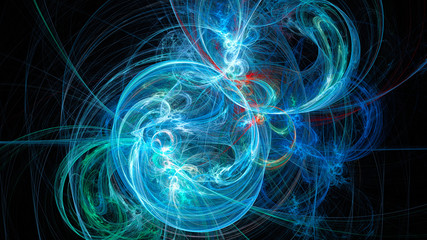 Ball of yarn. Sparks. Abstract image. Fractal Wallpaper on your desktop. Digital artwork for creative graphic design. Format 16:9 widescreen monitors.