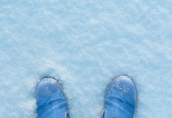 Legs of man in the snow