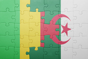 puzzle with the national flag of algeria and mali