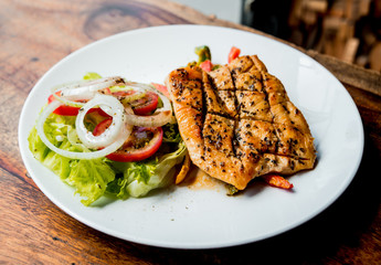 Steak with vegetable salad