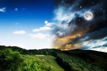 Foto auf Acrylglas Tag und Nacht Hintergrund. Elemente dieses von der NASA bereitgestellten Bildes. © klagyivik
