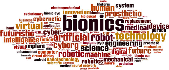 Bionics word cloud concept. Vector illustration