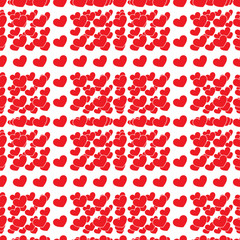 Red hearts seamless pattern on white background. Fashion love graphics design. Modern stylish texture. Valentine day print concept. Template for fabric, background, wallpaper. illustration