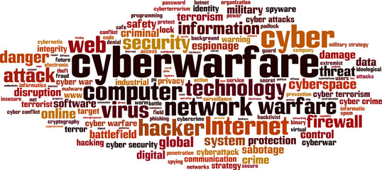 Obraz premium Cyberwarfare word cloud concept. Vector illustration