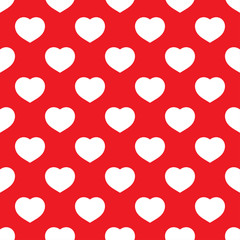 White hearts seamless pattern on red background. Fashion love graphics design. Modern stylish texture. Valentine day print concept. Template for fabric, background, wallpaper. illustration