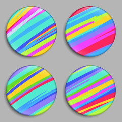 Rainbow. Color Buttons. Rainbow 3D Buttons with shadows isolated on the grey background. Modern style. Color medals set. Bright rainbow series labels, logo, badges, icons. Vector illustration