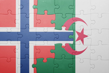 puzzle with the national flag of algeria and norway