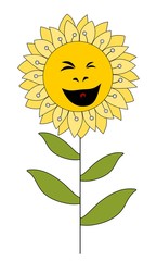 Smiling cartoon flower isolated on white