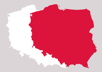 Polen Landkarte, 2fach mit Landesfarben