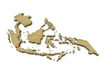 3D Southeast Asia Map Dry Earth