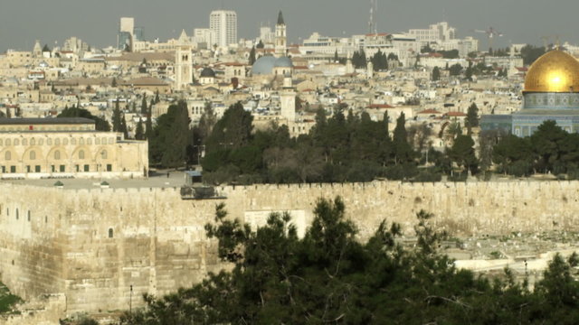 Stock Video Footage of Jewish Cemetery and Old Jerusalem filmed in Israel at 4k with Red.