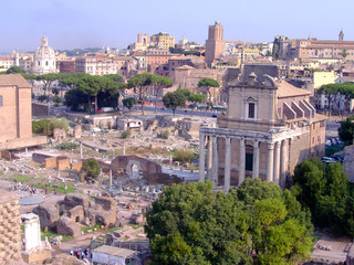 Fototapeta na wymiar The Temple of Antoninus and Faustina, Roman Forum, Rome, Italy