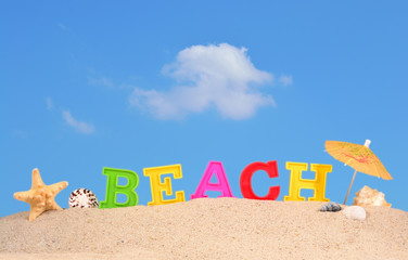 Obraz na płótnie Canvas Beach letters on a beach sand