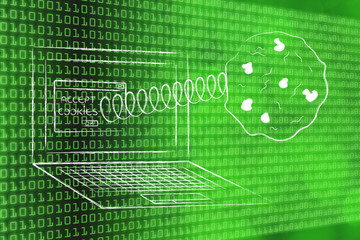 cookies coming out of laptop screen from a browser