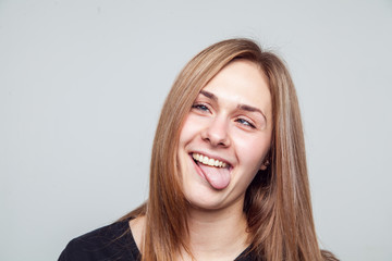 Fototapeta premium beautiful girl face emotion white background