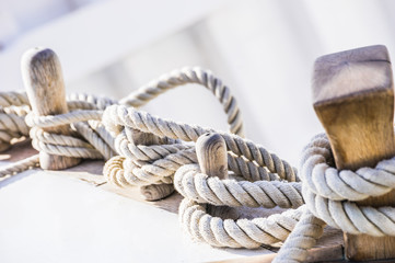 Nautical ropes of a old sailing yacht