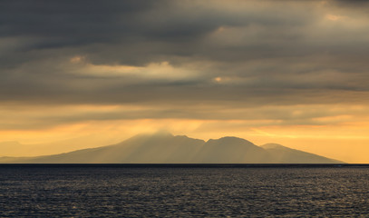 Agung volcano on Bali, seen from the island Lombok