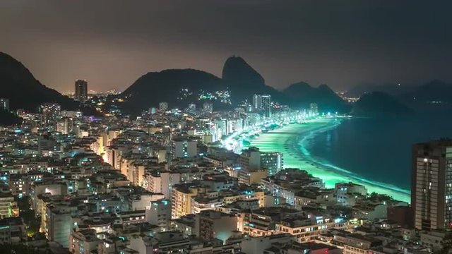 Nighttime time-lapse of Rio de Janeiro from a favela area.