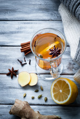 Hot ginger tea with spices