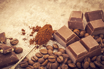 Coffee beans and chocolate
