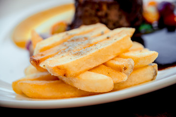 Meat with fried potatoes