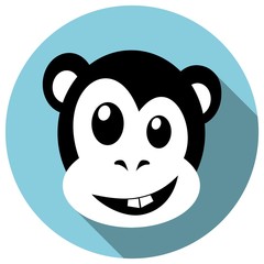 Fototapeta premium Monkey face. Flat web icon with long shadow