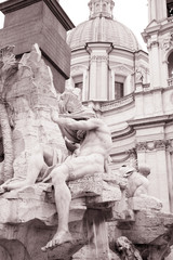 Staue of the Nile by Bernini on the Fountain of the Four Rivers (1651), Rome, Piazza Navona Square, Rome, Italy