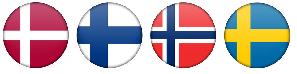collection of scandinavian flags with label