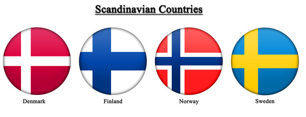 collection of scandinavian flags with label