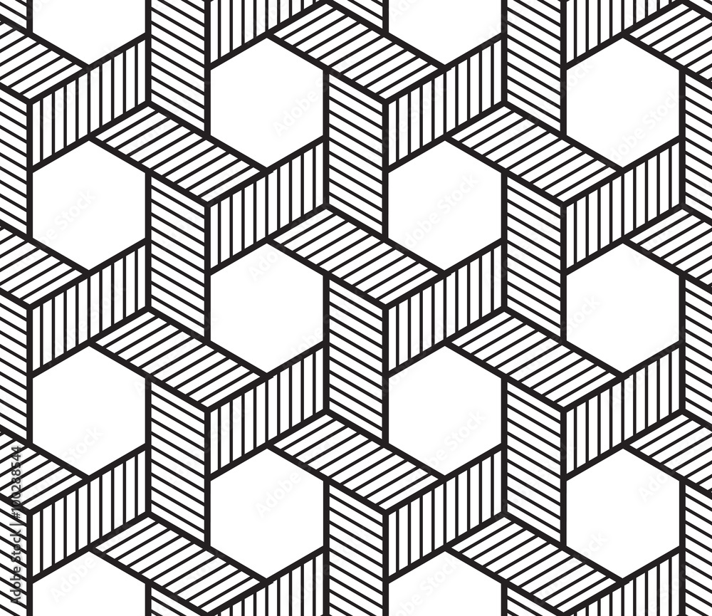 Aufkleber Vector geometric seamless wired linear pattern background.
