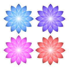 Flora set of icons logo flower white background