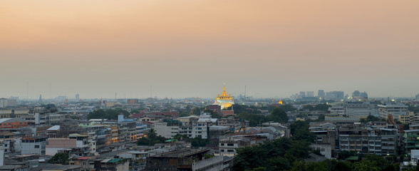 Fototapeta premium Golden Mount, Bangkok Thailand during sunset.