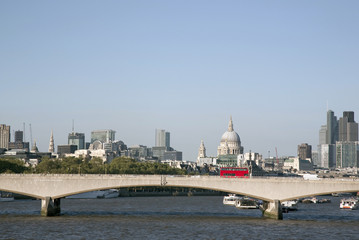 Naklejka premium Waterloo Bridge with St Pauls Cathedral Church, London, England, UK