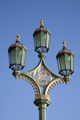 Fototapeta na wymiar Lamppost on Westminster Bridge, London, England, UK