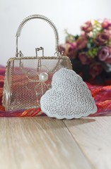 Valentine's Day  - heart and mesh bag
