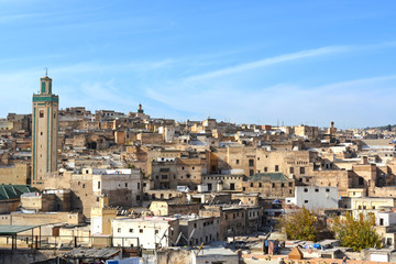 Obraz premium Fez, Morocco - December 28, 2015: Aerial view of a mosque in Fes, Morocco
